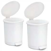 Kit X2 Papelera Circular Con Pedal 13L Diseño Moderno Blanco