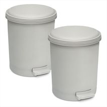 Kit X2 Papelera Circular Con Pedal 13L Diseño Moderno Gris