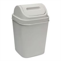 Cesto Basura 15L Tapa Vaivén Caneca Plástica Hogar Oficina Gris