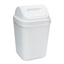 Cesto Basura 15L Tapa Vaivén Caneca Plástica Hogar Oficina Blanco