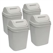 Kit X4 Cesto De Basura 15L Con Tapa Vaivén Caneca Plástica Gris
