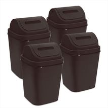 Kit X4 Cesto De Basura 15L Con Tapa Vaivén Caneca Plástica Café