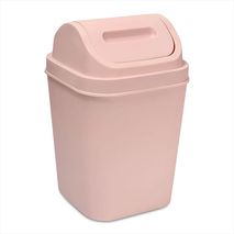 Cesto Basura 15L Tapa Vaivén Caneca Plástica Hogar Oficina Oro Rosa