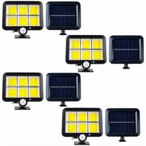 Set X4 Lámpara Solar Led Exterior Sensor Movimiento Y Panel