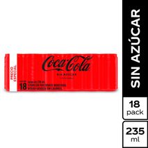 Gaseosa Coca Cola ZERO Lata x 18 und (4230  ml)