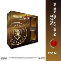 Whisky BUCHANAN S pack 2 vasos de vidrio + master  (750  ml)