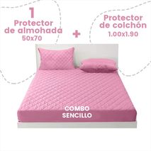 Combo Protector Colchón Sencillo+1 Protector Almohada 50Cm*70Cm Rosado