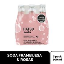 Soda HATSU frambuesa y rosas x3und (900  ml)