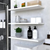 Repisas Flotantes Rectangular Decoracion Organizador Libros Moderna Blanco