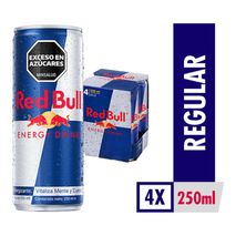 Bebida energizante RED BULL lata x4und 250ml (1000  ml)