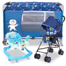 Combo Ebaby Azul Cuna+Paseador+Caminador