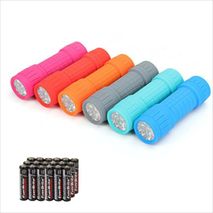 Linterna De Mano De 9 Led (6 Unidades), Colores Variados, Pilas Aaa Incluidas