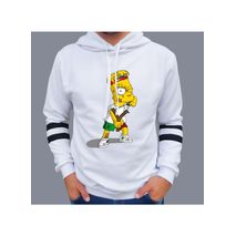 Buzo Buso Saco Hoodies Blanco Bart Simpson Tatuado