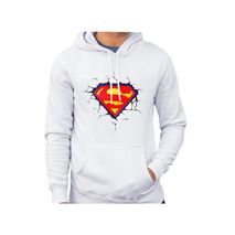 Buzo Buso Saco Hoodies  Blanco Logo De Superman