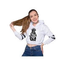Buzo Buso Saco Hoodie Blanco Frase Hoy Es Un Buen Dia