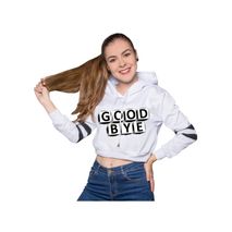 Buzo Buso Saco Hoodie Blanco Frase Good Bye