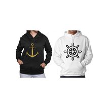 Buzo Buso Saco Hoodies Blanco Pareja Timón Y Ancha