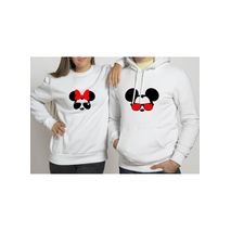 Buzo Buso Saco Hoodies Blanco Pareja Cara De Minnie Y Mickey