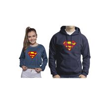Buzo Buso Saco Hoodie Azul Pareja Logo De Superman