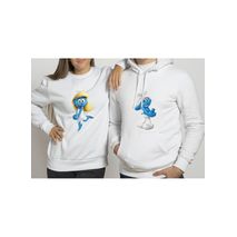 Buzo Buso Saco Hoodies Blanco Pareja Pitufo Y Pitufa