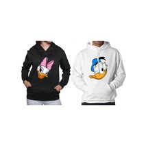 Buzo Buso Saco Hoodies Blanco Pareja Pato Donal Y Pata Daisy