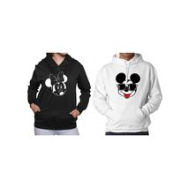 Buzo Buso Saco Hoodie Negro Pareja Minnie Y Mickey Enamorado