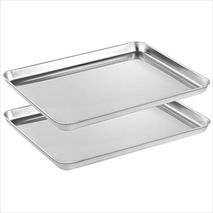 Juego De 2 Hojas Para Hornear Galletas De Acero Inoxidable Tamaño Rectangular 15.7 X 11.8 X 9.8