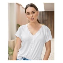 Camiseta Manga Corta De Pijama Cuello En V Para Mujer Fp694