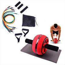 Rueda Abdominal Ab Wheel + Bandas Tubulares 11Pcs Ejercicio Multifuncional