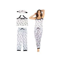 Pijama Mujer Moda Estampado Cebra Pantalón Largo Negro Dormir Dama