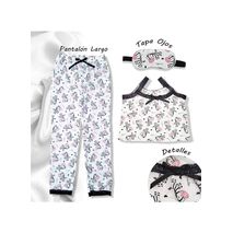 Pijama Mujer Moda Estampado Cebra Pantalón Largo Negro Dormir Dama