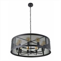 Lámpara Colgante Corep De Metal Stock 9 L Ø 75 Cm H 114 Cm E 27 40 W Negro Mate
