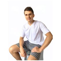 Pijama Morning Pantaloneta Y Camiseta Gris Rayas