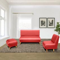 Sala Moderna Magic Class Elipse Ecocuero Rojo