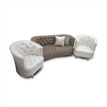 Sala Chester Curva Capitoneada Con Taches + 2 Cojines