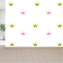 Vinilo Sticker Adhesivo Decorativo Coronas Dorado Rosado