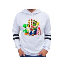 Buzo Saco Hoodies Hombre Blanco Mario Bros