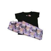 Pijama Capri Floral Camiseta Negra By Morning 1388