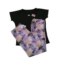 Pijama Pantalón Y Camiseta Floral Negra By Morning 1387