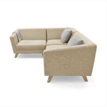 Sofa En L Moderno Madera Pino Tela Poliester Beige