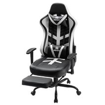 Silla Gamer Reclinable Con Cojin Lumbal Y Cervical Negro/Blanco