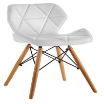 Silla De Comedor Eames Acolchada En Cuero Pu Color Blanco