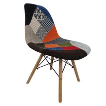 Silla De Comedor Eames Con Parches En Tela Patas Madera De Haya