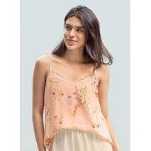 Blusa De Pijama De Tiritas Escote En V Estampada Fp767