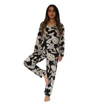 Pijama Pantalón Y Camisa Botones Chalis Negro 1417