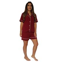 Pijama Short Y Camisa Botones Vinotinto 1422