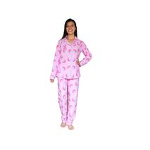 Pijama Mujer Semitermica Rosa Dos Piezas Abierta Con Botones