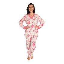 Pijama Mujer Térmica Dos Piezas Blanca Con Bolsillos