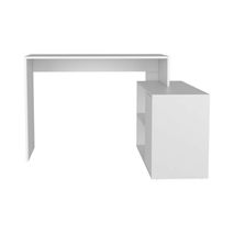 Escritorio Mdf Blanco En L Con Amplia Superficie En La Mesa