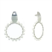 Aretes Circulo Alambre Perla Plata